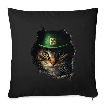 St. Patrick Katze - Sofakissenbezug 45 x 45 cm - Schwarz - Vorne
