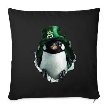 St. Patrick Pinguin - Sofakissenbezug 45 x 45 cm - Schwarz - Vorne
