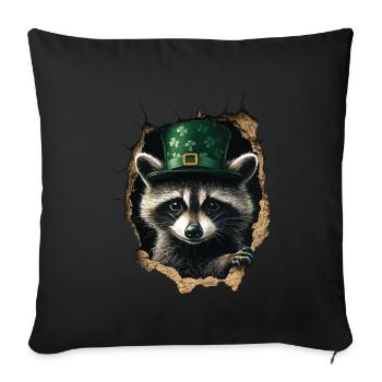 St. Patrick Waschbär - Sofakissenbezug 45 x 45 cm - Schwarz - Vorne