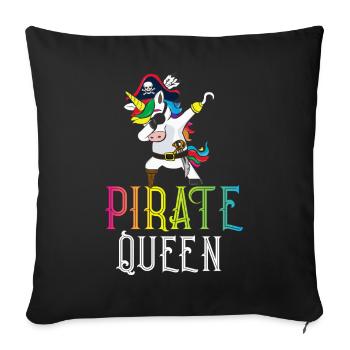 Reine des Pirates Femme Capitaine Crâne de Pirate - Housse de coussin décorative 45 x 45 cm - noir - Devant