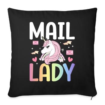 Maille Dame Service Postal Femme Facteur - Housse de coussin décorative 45 x 45 cm - noir - Devant
