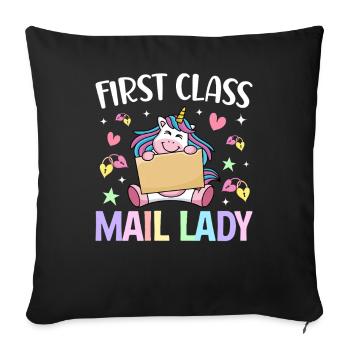 Courrier de première classe dame factière - Housse de coussin décorative 45 x 45 cm - noir - Devant
