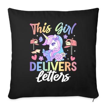 This Girl Delivers Letters Female Postal Service - Sofakissenbezug 45 x 45 cm - Schwarz - Vorne