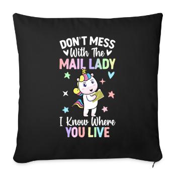 Ne plaisantez pas avec la postière Fille du service postal - Housse de coussin décorative 45 x 45 cm - noir - Devant