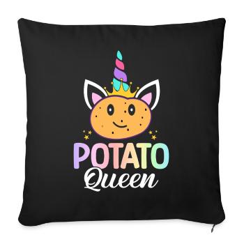 Reine de la pomme de terre Femelle amoureuse de la pomme de terre - Housse de coussin décorative 45 x 45 cm - noir - Devant