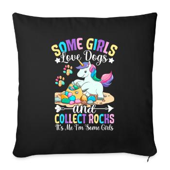 Les filles aiment les chiens et collectionnent les roches Rock Collectors - Housse de coussin décorative 45 x 45 cm - noir - Devant