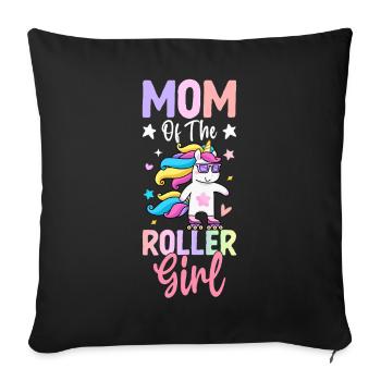 Maman De La Fille Roller Patineur Fille Patineur T - Housse de coussin décorative 45 x 45 cm - noir - Devant