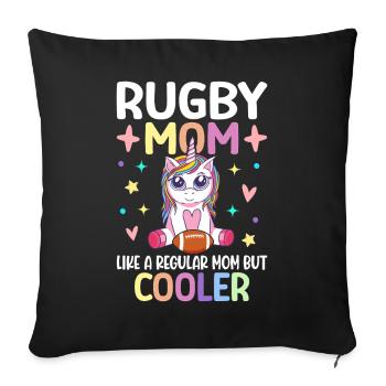 Rugby Mom Like A Regular Mom Female - Sofa pillowcase 17,3'' x 17,3'' (45 x 45 cm) - black - Front