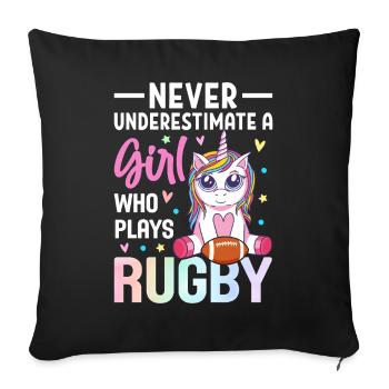 A Girl Who Plays Rugby Rugby Girl Female Rugby - Sofa pillowcase 17,3'' x 17,3'' (45 x 45 cm) - black - Front