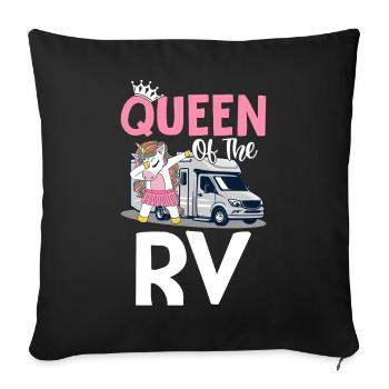 Reine Du Rv Camping Fille Campeur - Housse de coussin décorative 45 x 45 cm - noir - Devant
