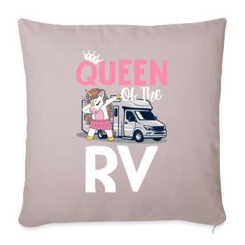 Reine Du Rv Camping Fille Campeur - Housse de coussin décorative 45 x 45 cm - taupe clair - Devant