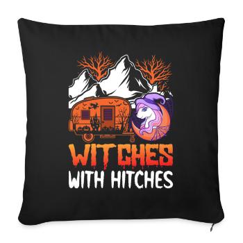 Sorcières Avec Pochettes Rv Camping Fille Halloween - Housse de coussin décorative 45 x 45 cm - noir - Devant