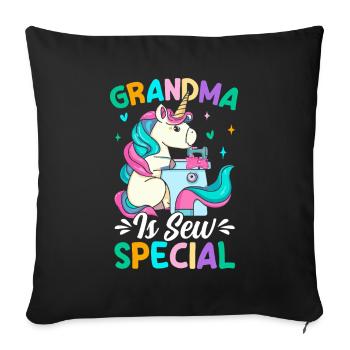 Grandma Is Sew Special Sewing Grandma Nähmaschine - Sofakissenbezug 45 x 45 cm - Schwarz - Vorne