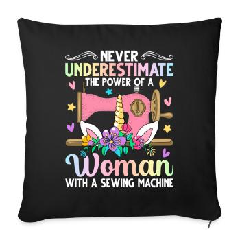 Power Of A Woman With A Sewing Machine Näherin - Sofakissenbezug 45 x 45 cm - Schwarz - Vorne