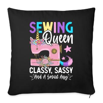 Sewing Queen Classy Sassy And A Bit Assy Sewer - Sofa pillowcase 17,3'' x 17,3'' (45 x 45 cm) - black - Front