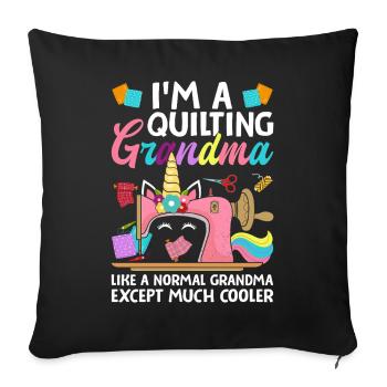 Je suis une mamie qui fait de la courtepointe comme une mamie normale - Housse de coussin décorative 45 x 45 cm - noir - Devant