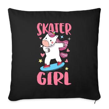 patineuse fille skateur femme skateur fille - Housse de coussin décorative 45 x 45 cm - noir - Devant