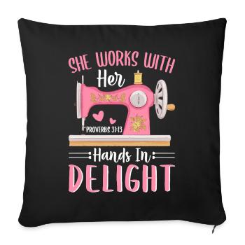 Sewing Machine Crochet Quilting Hands In Delight Graphic - Sofa pillowcase 17,3'' x 17,3'' (45 x 45 cm) - black - Front