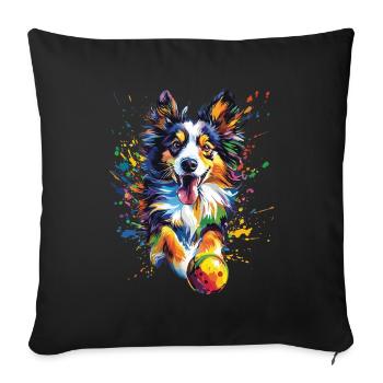 Shetland Sheepdog - Sofakissenbezug 45 x 45 cm - Schwarz - Vorne