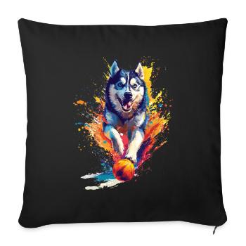 Sibirischer Husky - Sofakissenbezug 45 x 45 cm - Schwarz - Vorne