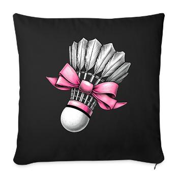 Coquette Bow Badminton Shuttlecock Pink Ribbon Mom - Sofa pillowcase 17,3'' x 17,3'' (45 x 45 cm) - black - Front