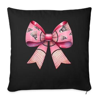 Coquette Bow Ribbon Raquette de Badminton - Housse de coussin décorative 45 x 45 cm - noir - Devant