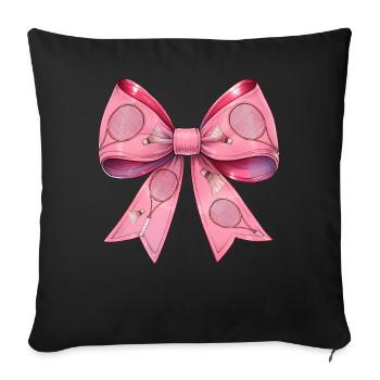 Coquette Bow Raquette de Badminton Rose - Housse de coussin décorative 45 x 45 cm - noir - Devant