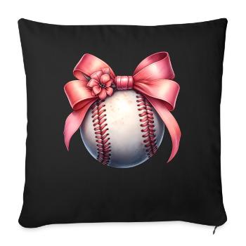 Coquette Bow Joueur de Baseball Equipe Fête des Mères - Housse de coussin décorative 45 x 45 cm - noir - Devant