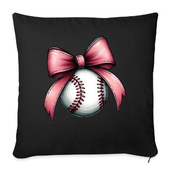Coquette Bow Joueur de Baseball Equipe Fête des Mères - Housse de coussin décorative 45 x 45 cm - noir - Devant