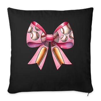 Coquette Bow Baseball Muster Bat Spieler rosa - Sofakissenbezug 45 x 45 cm - Schwarz - Vorne