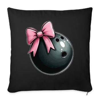 Coquette bowling bowling équipe Ruban rose - Housse de coussin décorative 45 x 45 cm - noir - Devant