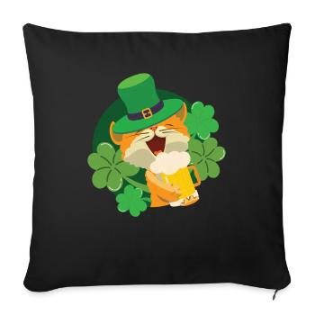 Chat Chaton de la Saint-Patrick - Housse de coussin décorative 45 x 45 cm - noir - Devant