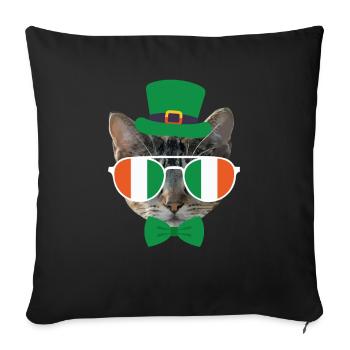 Chat Chaton de la Saint-Patrick - Housse de coussin décorative 45 x 45 cm - noir - Devant