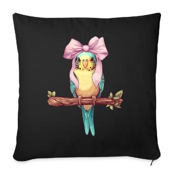 Coquette Cockatiel Perruche Perroquet - Housse de coussin décorative 45 x 45 cm - noir - Devant