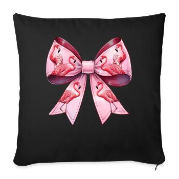 Coquette Schleife Flamingo Muttertag Muster Rosa - Sofakissenbezug 45 x 45 cm - Schwarz - Vorne