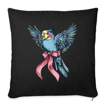 Coquette Bow Perruche Perruche Perroquet - Housse de coussin décorative 45 x 45 cm - noir - Devant