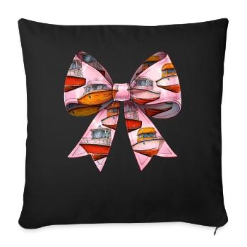 Coquette Bow Boating Capitaine Boater Ribbon - Housse de coussin décorative 45 x 45 cm - noir - Devant
