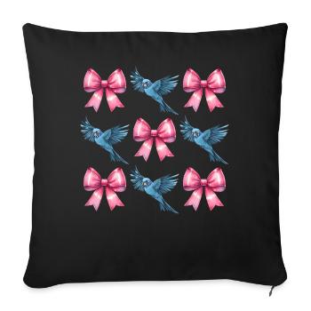 Coquette Bow Perruche Perruche Perroquet - Housse de coussin décorative 45 x 45 cm - noir - Devant