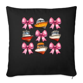 Coquette Bow Boating Capitaine Boater Ribbon - Housse de coussin décorative 45 x 45 cm - noir - Devant