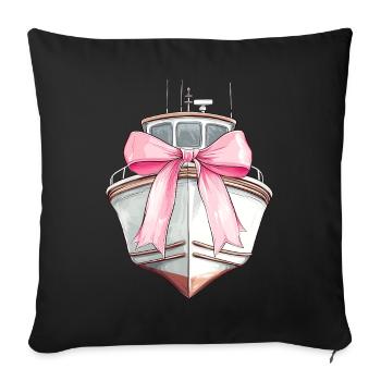 Coquette Bow Boating Capitaine Boater Ribbon - Housse de coussin décorative 45 x 45 cm - noir - Devant