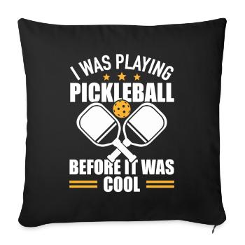 Joueur de pickleball Balle Sports Raquette en bois Tennis - Housse de coussin décorative 45 x 45 cm - noir - Devant