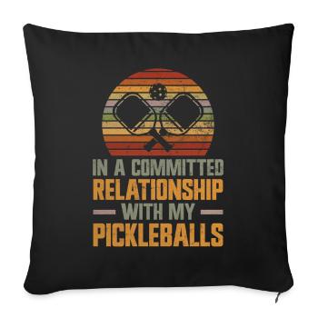 Cadeau de pickleball drôle - Housse de coussin décorative 45 x 45 cm - noir - Devant