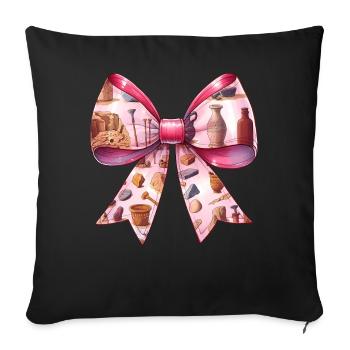 Coquette Bow Archaeologist Archaeology Pattern - Sofa pillowcase 17,3'' x 17,3'' (45 x 45 cm) - black - Front