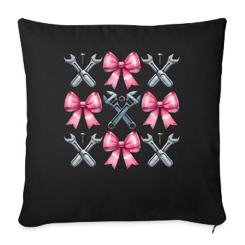 Coquette Bogen Mechaniker Schraubenschlüssel rosa - Sofakissenbezug 45 x 45 cm - Schwarz - Vorne