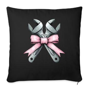 Coquette Bogen Mechaniker Schraubenschlüssel rosa - Sofakissenbezug 45 x 45 cm - Schwarz - Vorne