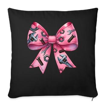 Coquette Bow Mechanic Tools Pattern Pink Bow - Sofa pillowcase 17,3'' x 17,3'' (45 x 45 cm) - black - Front