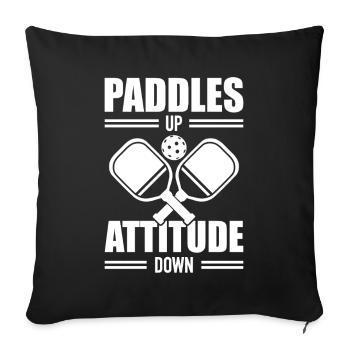 Tennis Pickleball - Paddles Up Attitude Down - Sofa pillowcase 17,3'' x 17,3'' (45 x 45 cm) - black - Front