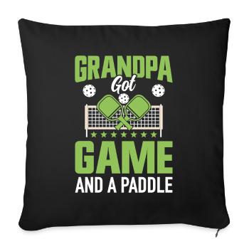 Pickleball Grand-père Paddleball Grand-père Jeu de raquette - Housse de coussin décorative 45 x 45 cm - noir - Devant