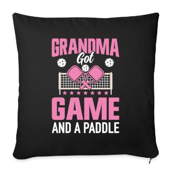 Pickleball Granny Paddleball Grand-mère Paddle Game - Housse de coussin décorative 45 x 45 cm - noir - Devant
