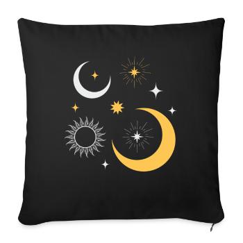 Univers des étoiles du soleil et de la lune - Housse de coussin décorative 45 x 45 cm - noir - Devant